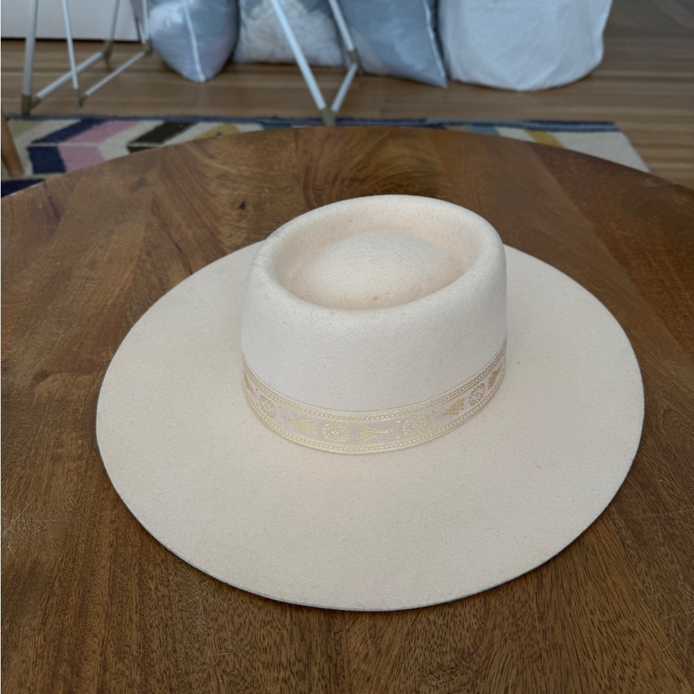 Lack Of Color Cream Wide-Brim Fedora Hat